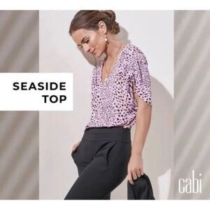 CABI Women’s Pink Spotted Sleeveless Seaside Top Size Medium Style #5960
